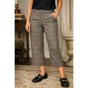 Mossimo Stretch Cropped Plaid Pants Women's 4 Brown Blue Black Poetcore Academia